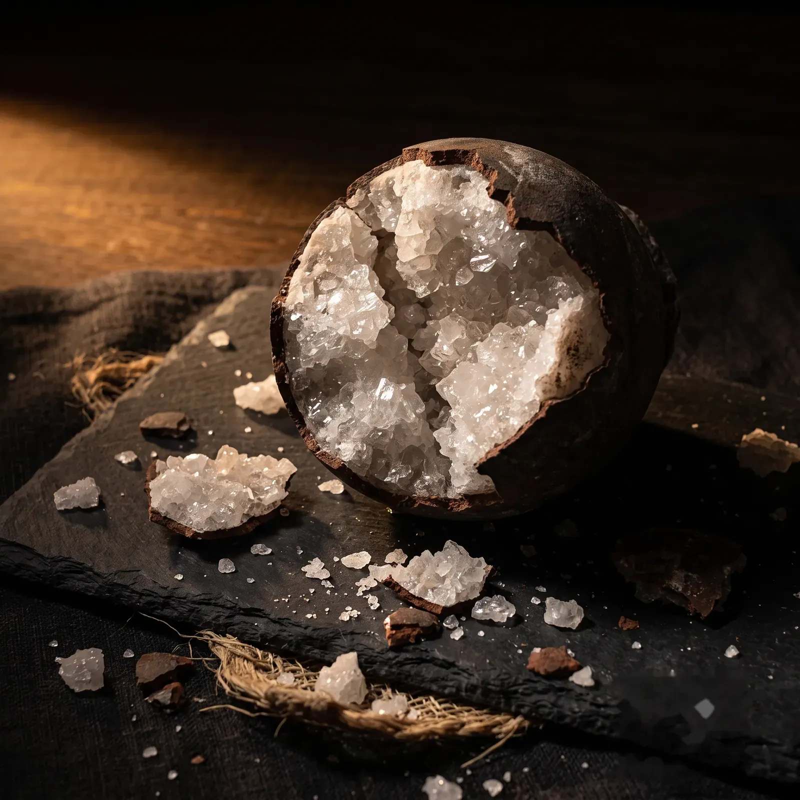 Asin Tibuok — the clay pot cracked away from the salt egg